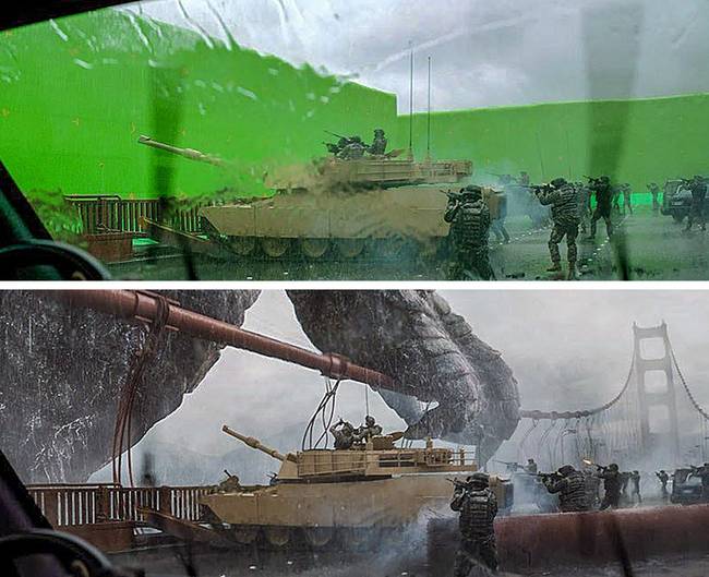 A "Godzilla" (2014) című film hidas jelenetének számítógépes létrehozása 8 hónapig tartott.