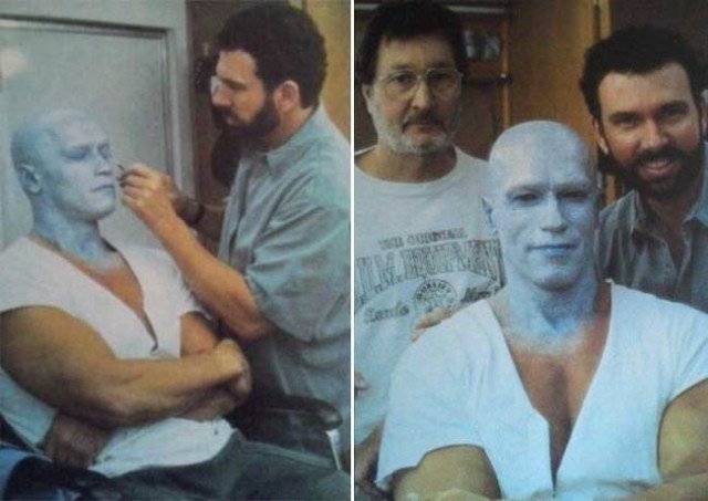 A Mr. Freeze szerepére készülő Arnold Schwarzenegger a Batman és Robin (1997) című filmben.