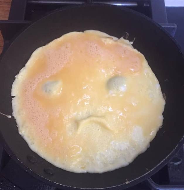 „Mosolygós omlettet akartam, de épp az ellenkezője sikerült."