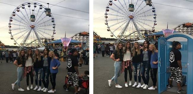 „Ez az egyik kedvenc fotóm a barátnőimmel, de nem merjük feltölteni sehova, mert a srác a jobb oldalon épp úgy néz ki, mintha lepisilné a gyerekeket. Meg tudod esetleg oldani, hogy ne legyen ilyen félreérthető a kép?!”