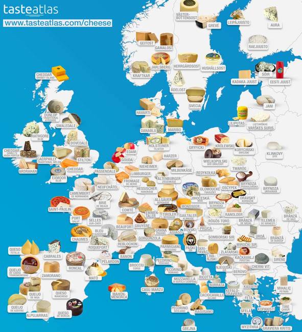 Európa sajttérképe.