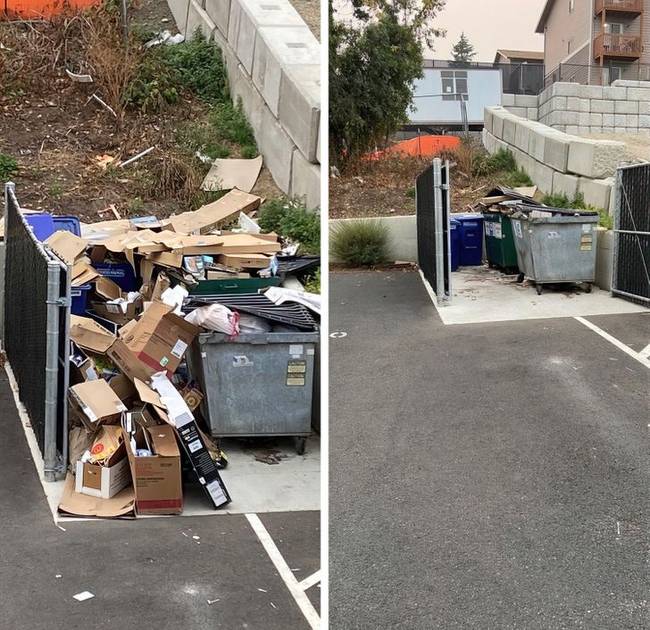 „A kukások nem voltak hajlandóak elvinni a szemetet, amíg a lakók rendbe nem rakták. Én magam csináltam meg.''