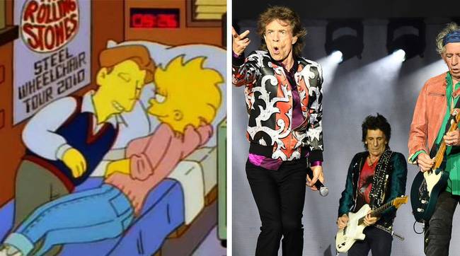 A Rolling Stones 2010-ben kerekesszékkel fog turnézni - mondja ezt ez a falon lógó plakát ebben az 1995-ös epizódban. Nos, ha nem is kerekesszékben, de tény, hogy még mindig turnéznak.