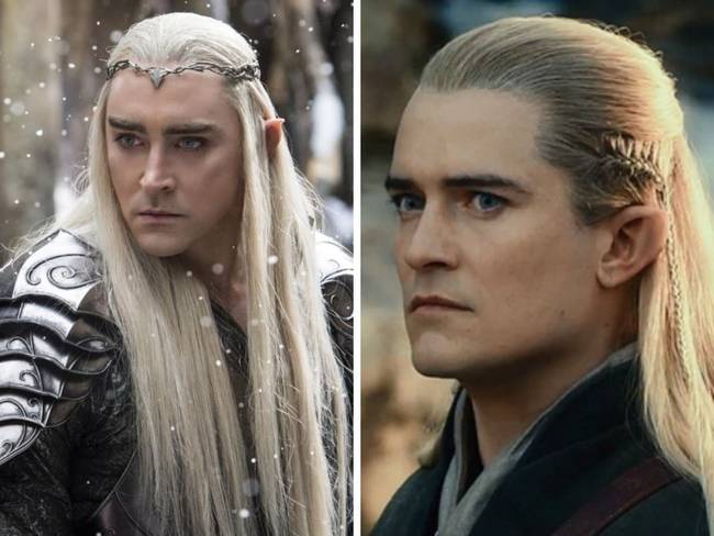 Lee Pace és Orlando Bloom a Hobbit-filmsorozatban.