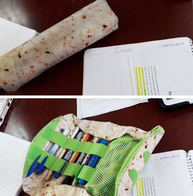 Burrito formájú tolltartó.