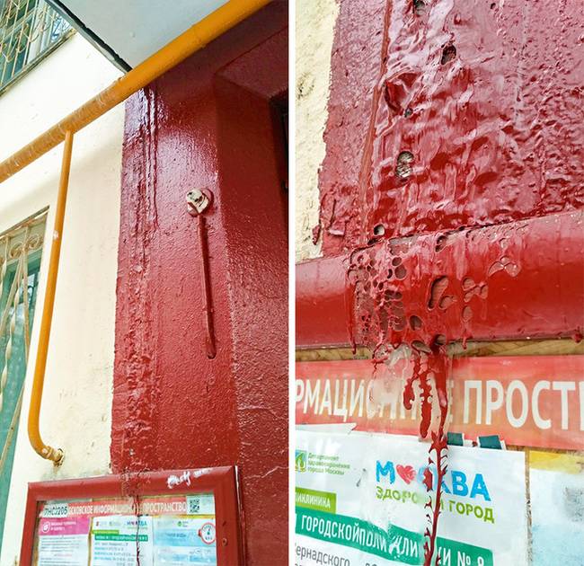 Ez történik akkor, amikor télvíz idején a munkások nemes egyszerűséggel lefestik a ház oldalán lógó jégcsapot.