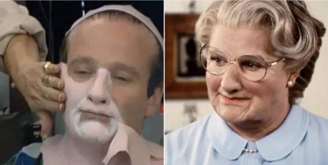 Robin Williams türelmesen várja, hogy elkészüljön a maszkja.