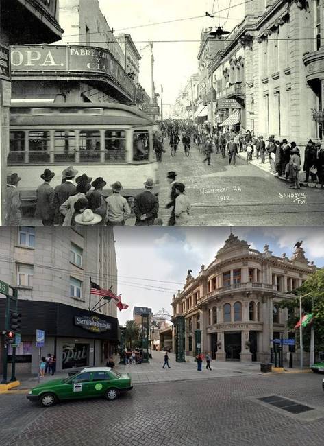 Morelos Street, Monterrey, Mexikó. 1912 vs 2019.