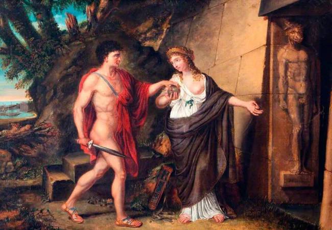 Richard Westall, „Thészeusz és Ariadné a Labirintus bejárata előtt”, kb. 1810.
