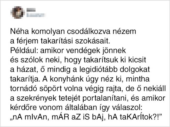 A férfi és női takarítási szokások és technikák eltérők.