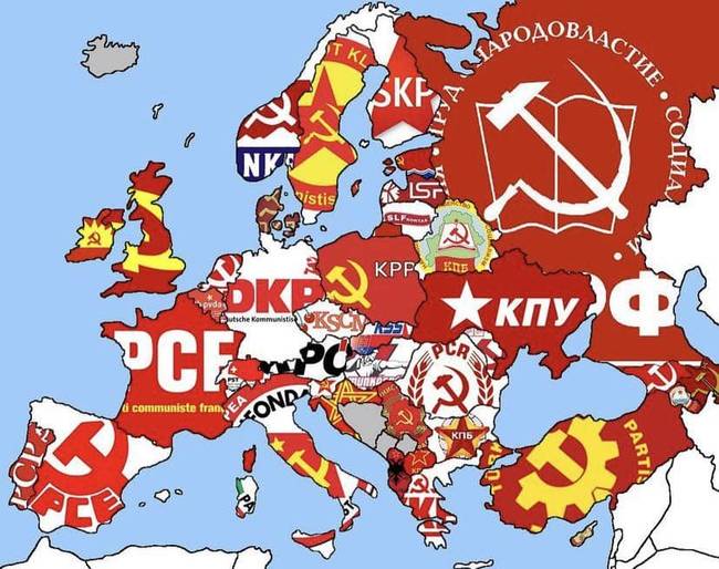 Az európai országok kommunista pártjai.