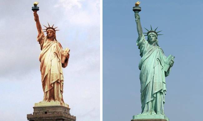 New York-i Szabadság-szobor: az átadása után és most.