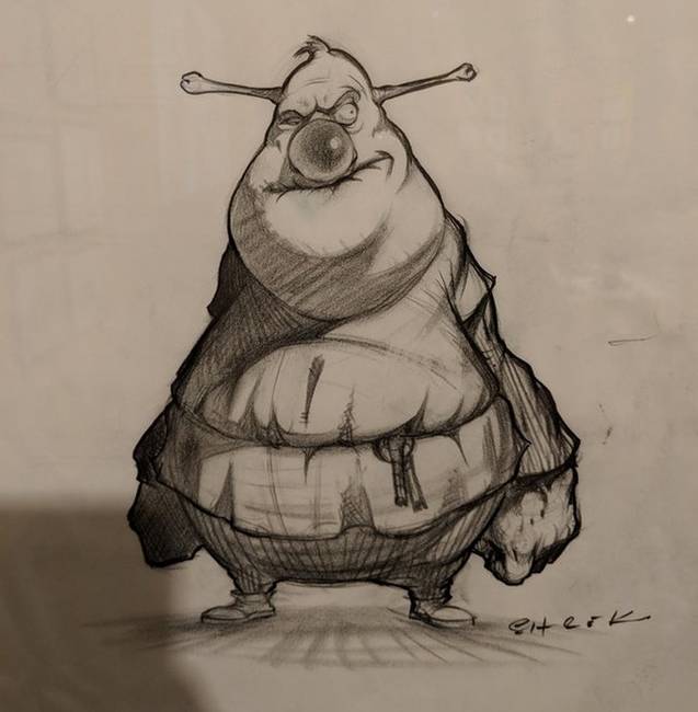 „Ellátogattam a DreamWorks-kiállításra. Így nézett ki Shrek egyik kezdetleges vázlata."