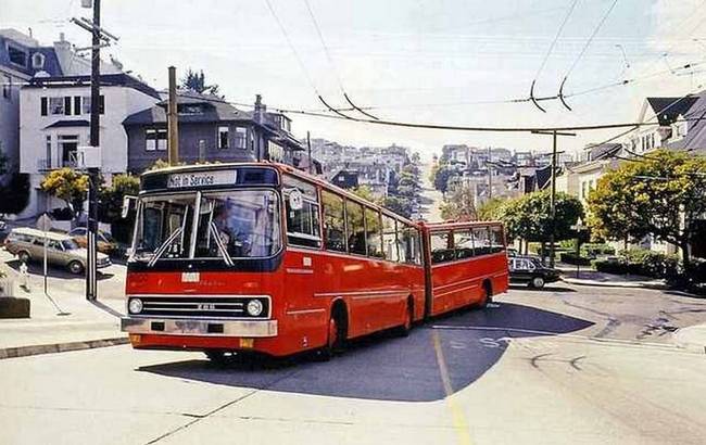 Ikarus 286 csuklós, San Francisco utcáin. (1978)