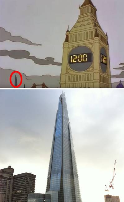 A The Shard felhőkarcoló, Londonban. Ebben az 1995-ben készült jelenetben, mintha csak a 2009-ben felépült toronyház sziluettjét látnánk.
