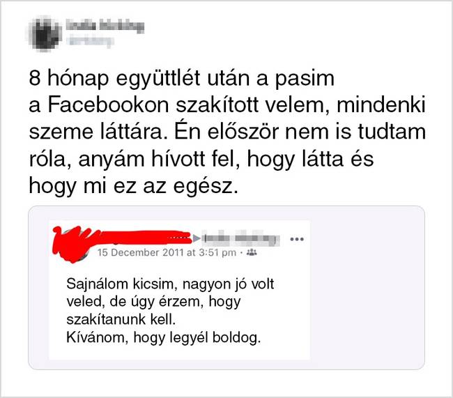 Az internetezők megosztották, hogy milyen volt életük legröhejesebb szakítása