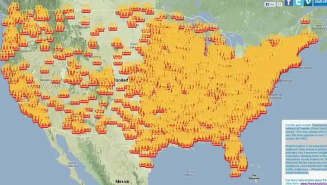 Az USA McDonald's térképe.