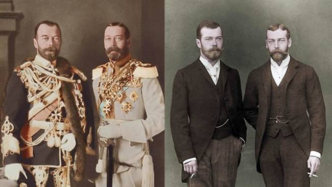 1913: II. Miklós orosz cár és V. György brit király, akik nem mellesleg unokatestvérek voltak. Nem könnyű megmondani, hogy melyikük kicsoda.