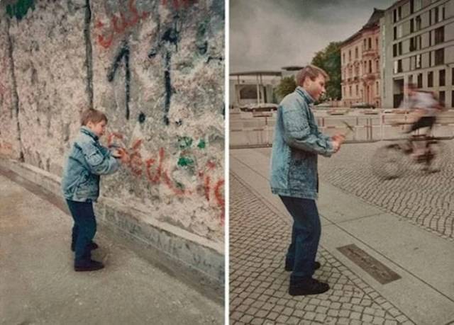 A berlini fal leomlása előtt és után.
