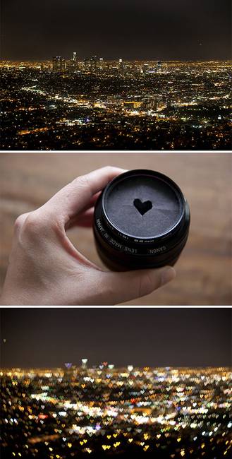 Szívecske mintában kivágott kartonpapírból Bokeh-effektus.