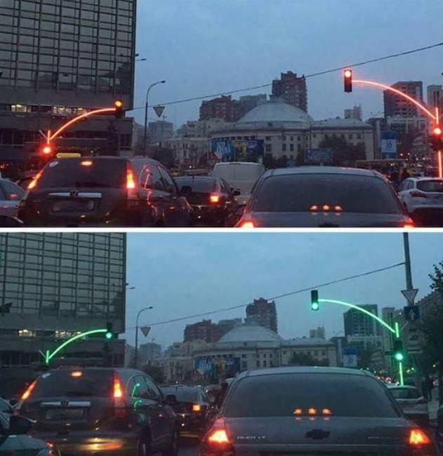 Közlekedési lámpák Ukrajnában.