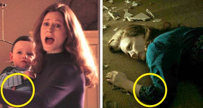 Ha összehasonlítjuk Lily Potter halálának jeleneteit, akkor láthatjuk, hogy az első filmben teljesen más stílusú ruhát visel, mint az utolsóban.