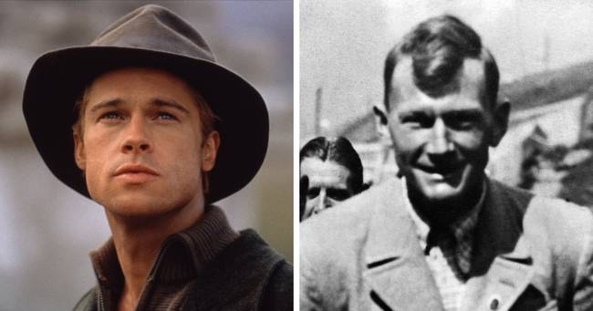 Heinrich Harrer: Brad Pitt előadásában és a való életben.