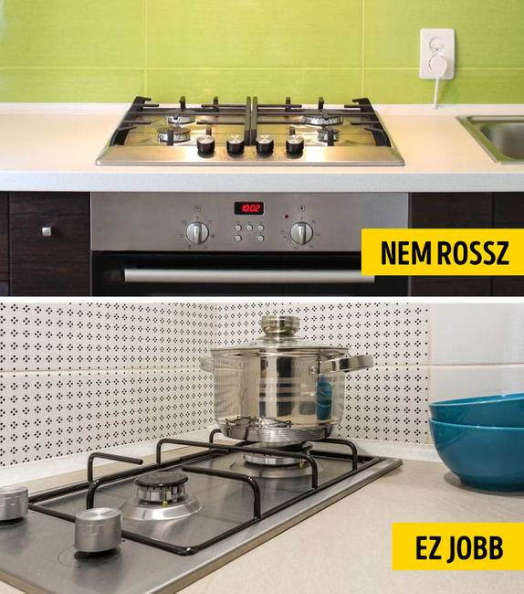 Nagy tűzhely egy kis konyhában