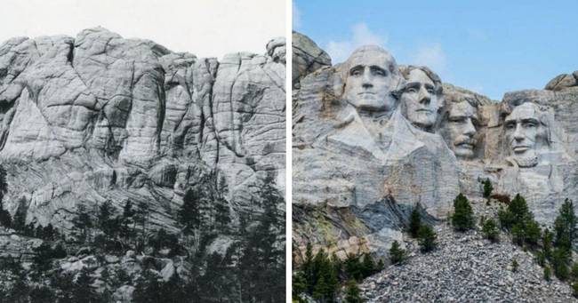 Rushmore-hegy 1922-ben és most