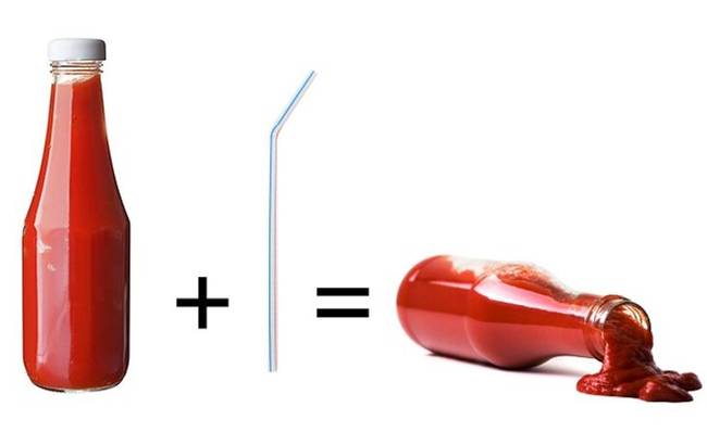 Ketchup kiszedése a palackból