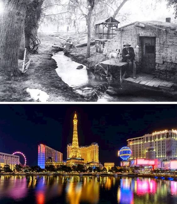 Las Vegas 1895-ben és napjainkban.
