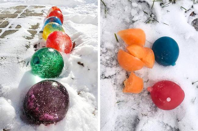 Lufival készült színes jéggömb-dekorációk a kertbe: elképzelés vs. valóság.