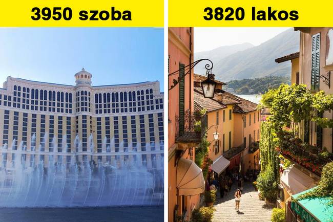 A las vegasi Bellagio Hotelban több szoba található, mint ahány ember él az olaszországi Bellagio településen.