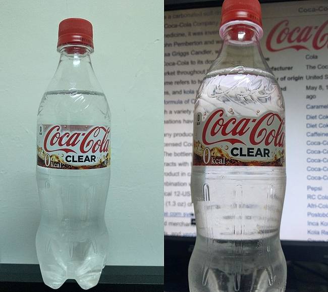 Japánban és Kínában Coca-Cola Clear néven kínált átlátszó kóla kapható.