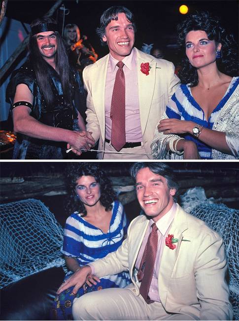 Arnold Schwarzenegger a Studio 54 nevezetű szórakozóhelyen - 1982-ben, New Yorkban.