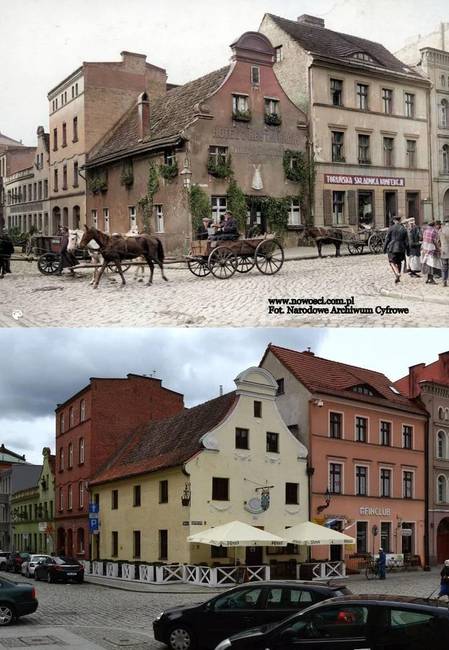 Torun, Lengyelország. Két teljesen különböző közlekedési forma.