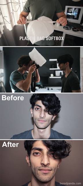 Tökéletes Softbox-illúzió, egyszerű nejlonzacskóval.