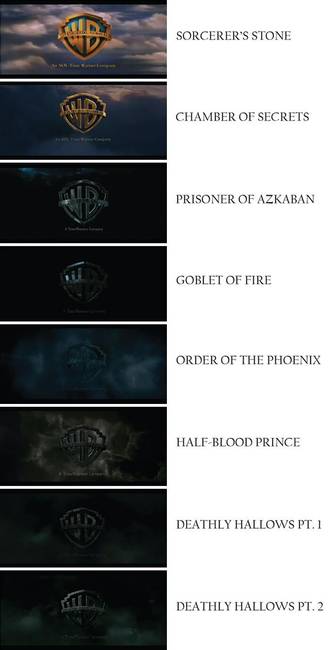 A filmek előtti Warner Bros logó minden egyes résszel egyre sötétebbé vált - akárcsak maguk a filmek.