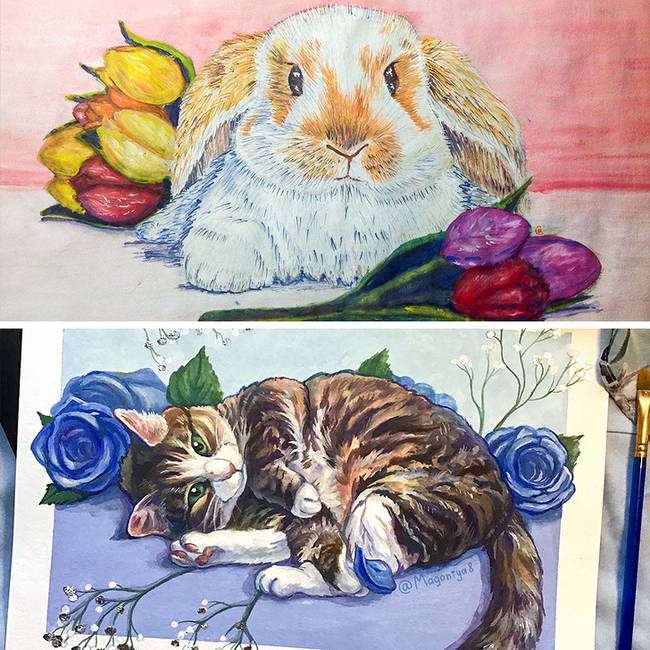 Gouache vízfestési technika: 2014 vs. 2020.