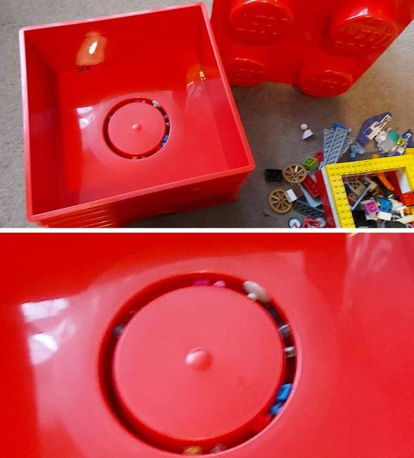 Ennek a LEGO-s doboznak az alján van egy lyuk, amibe az apró alkatrészek mindig beragadnak.