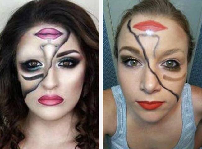 Halloweeni smink: elképzelés vs. valóság.