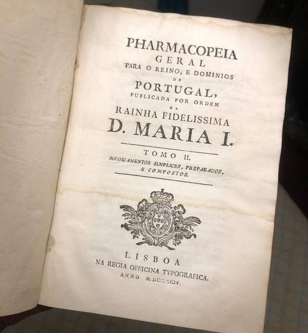 1794-es portugál gyógyszerészkönyv.