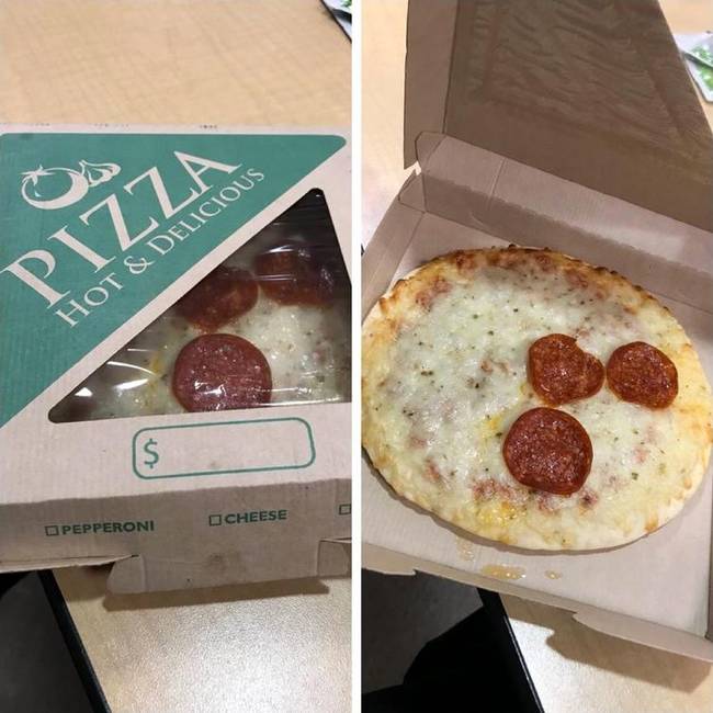 „Amit nem látsz nem fáj" elven működő pizzásdoboz.