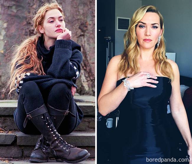 Kate Winslet szendvicseket készített egy csemegeboltban.