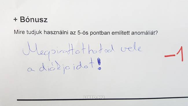 Mínusz egy pontot kapni a bónusz feladatra…ez a nem semmi!😂