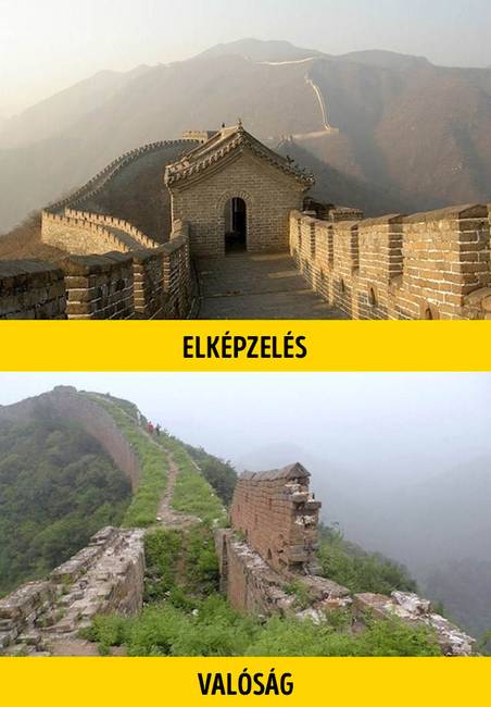 A kínai nagy fal nagy része egyáltalán nem úgy néz ki, mint az útikalauzok képein.