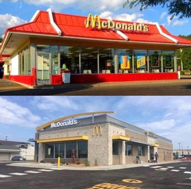 McDonald's étterem a 90-es években, és napjainkban.