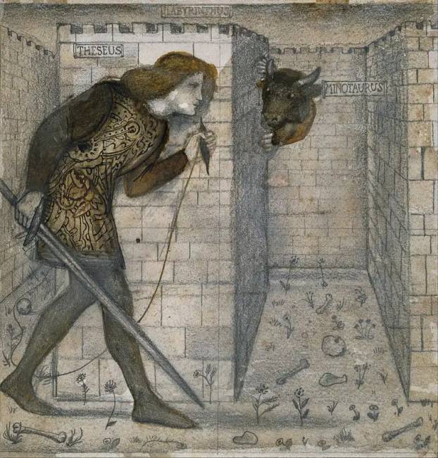 „Thészeusz és Minótaurosz a labirintusban”, Edward Coley Burne-Jones.