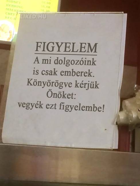 Ez a papír azt hiszem, hogy mindent elárul a bolti dolgozók életéről.