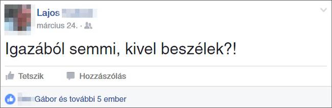 Lajosunk úgy döntött, hogy válaszol a Facebook nagy kérdésére, vagyis arra, hogy “mi jár a fejedben?”